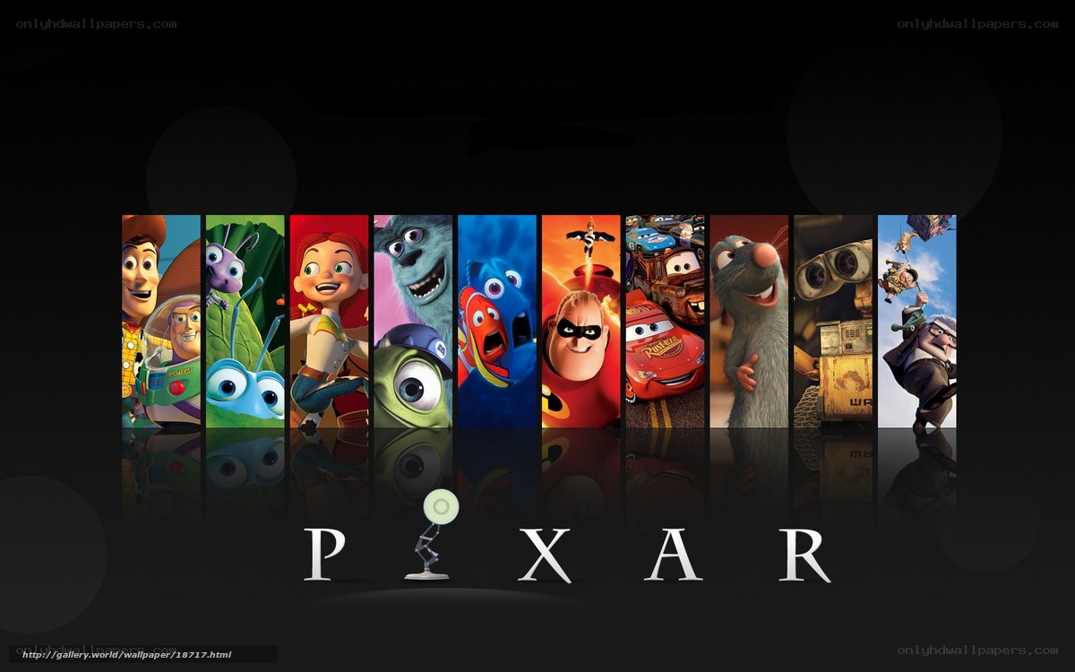 Pixar movie characters collage