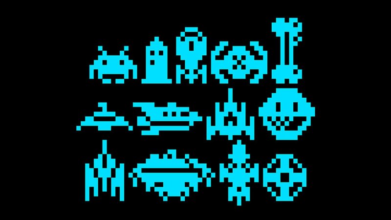 Pixel art alien characters