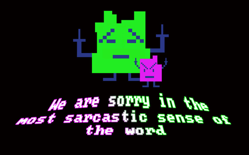 Pixel art apology scene