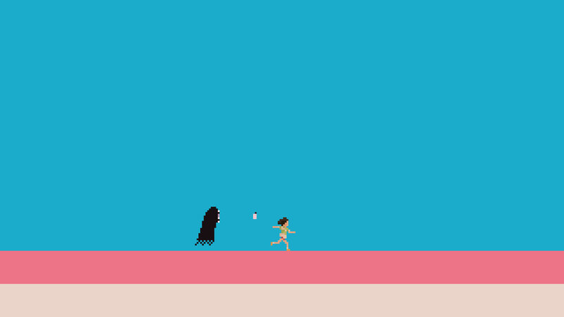 Pixel art beach scene