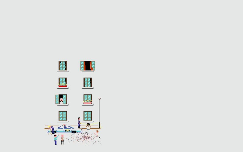 pixel art building scene