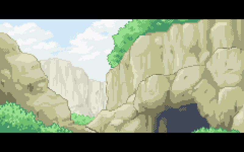 pixel art canyon landscape