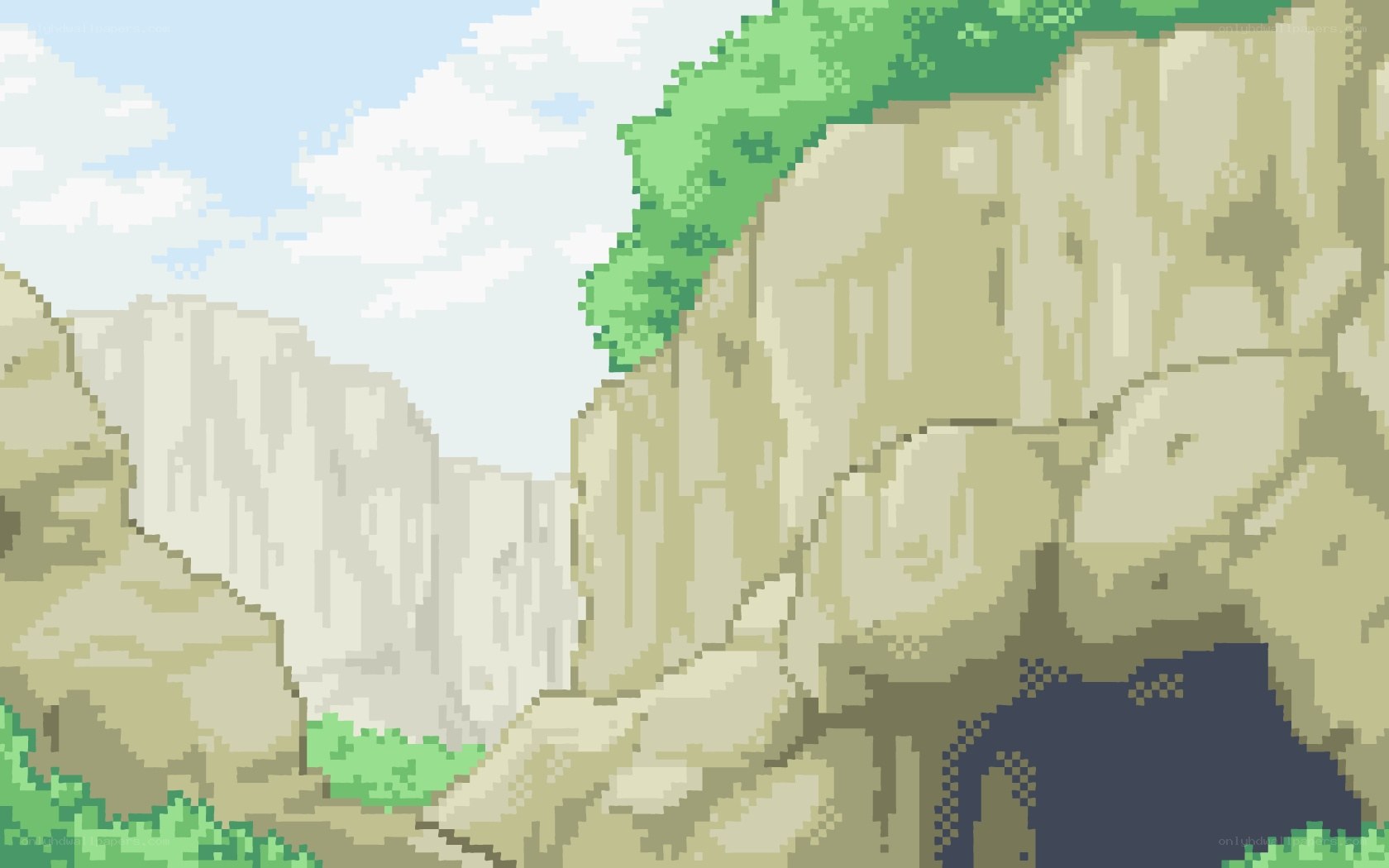 pixel art canyon landscape