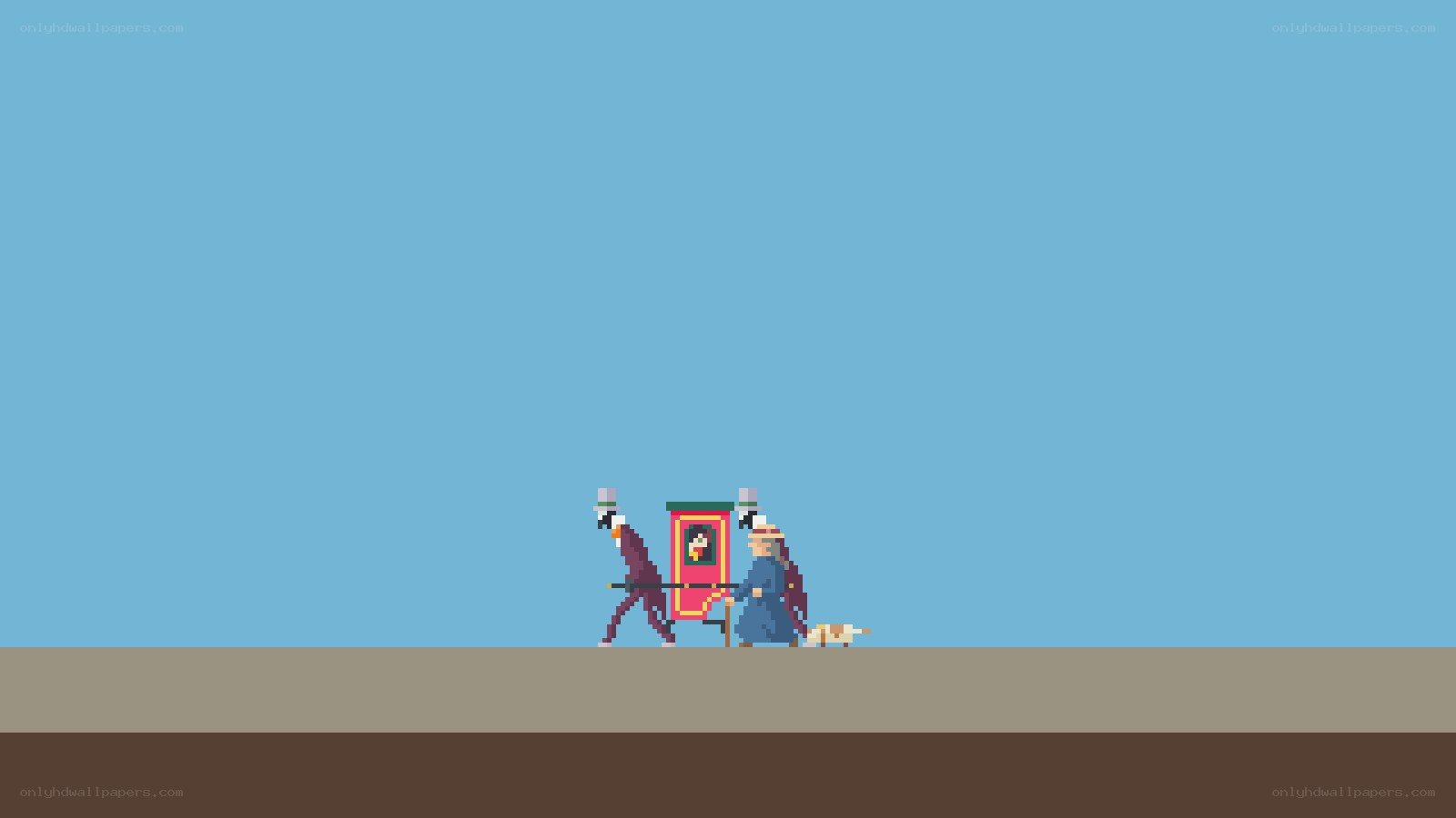 Pixel art carriage scene