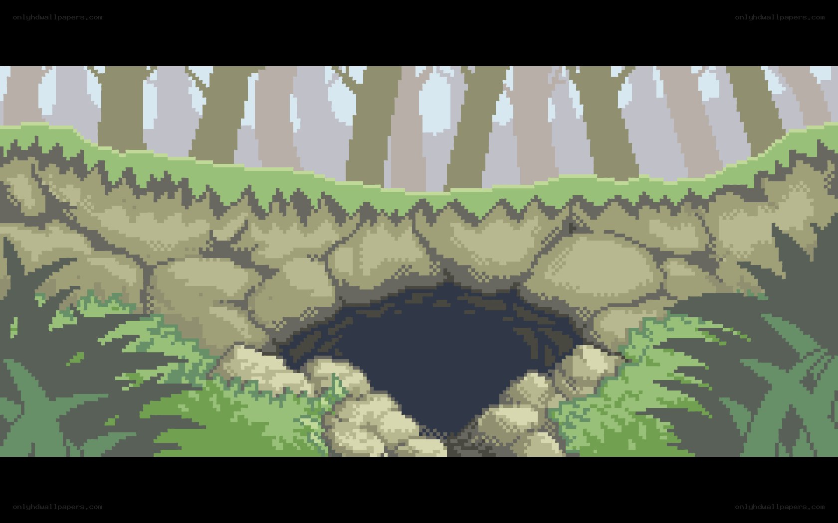 Pixel art cave entrance