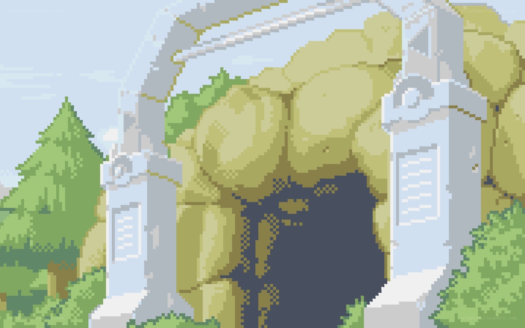 pixel art cave entrance