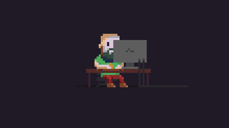 Pixel Art Character at Desk