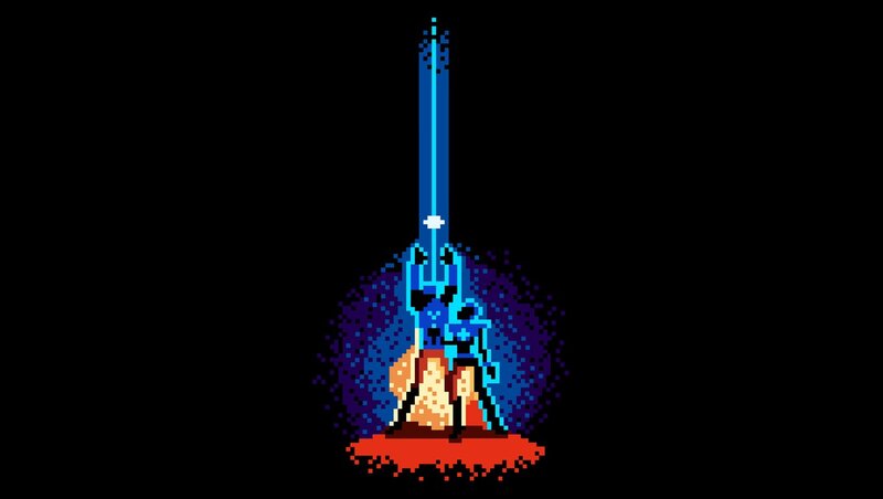 Pixel Art Character — Blue, Dramatic