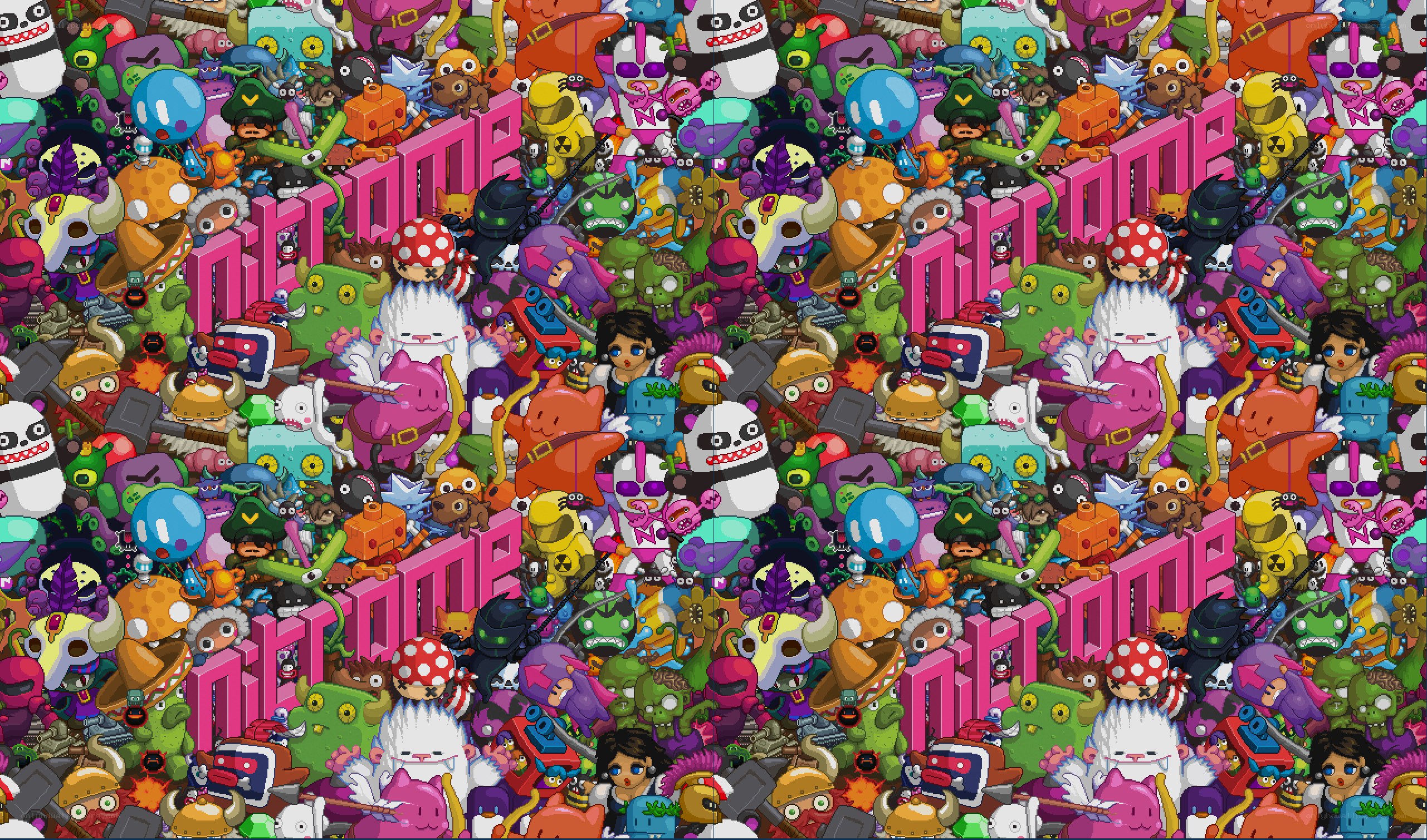 pixel art character collage