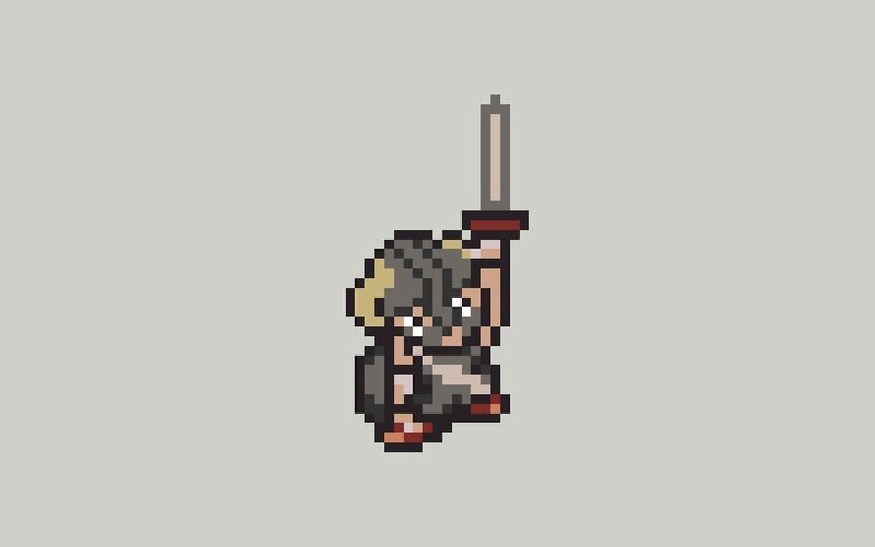 Pixel Art Character — Gray, Dramatic