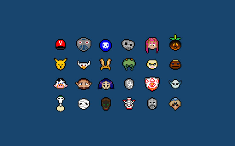 pixel art character heads collection