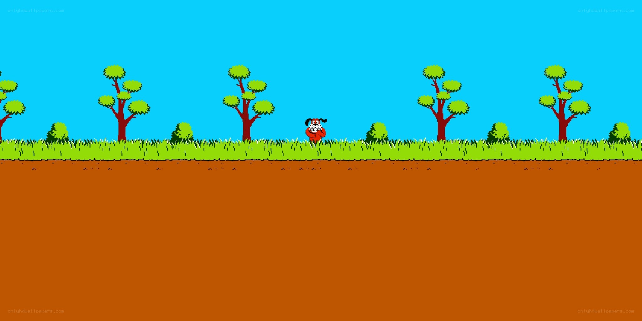 Pixel art character in a landscape