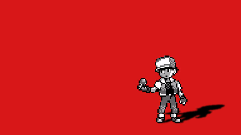 pixel art character on red