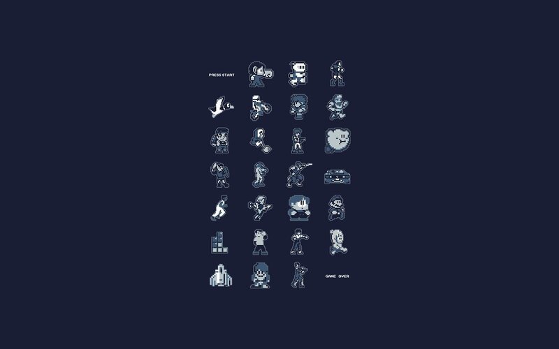 Pixel art character selection screen