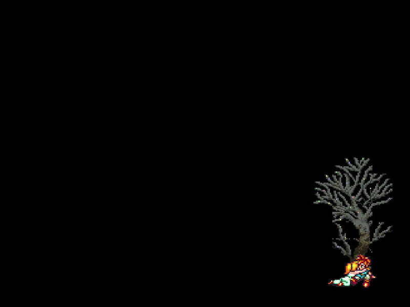 pixel art character under tree