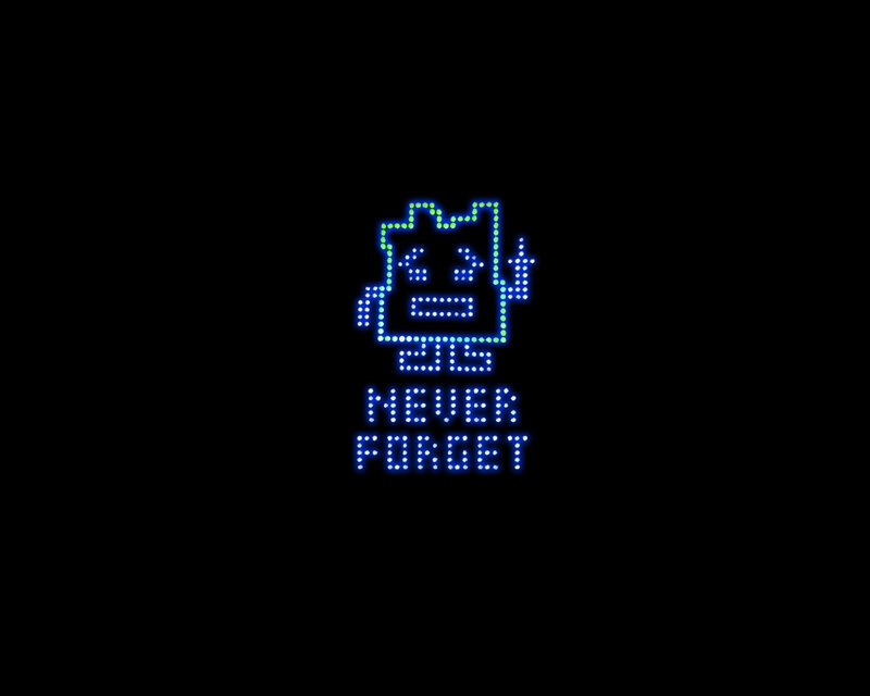Pixel art character with text