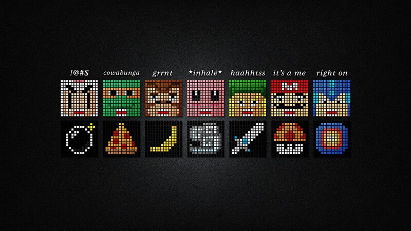 Pixel Art Characters — Black, Playful