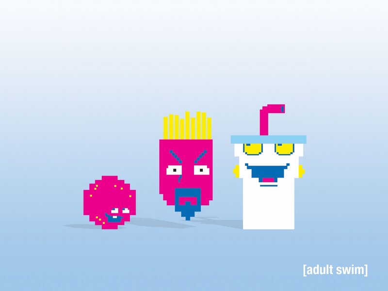 Pixel art characters from Adult Swim