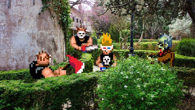 Pixel Art Characters in Garden