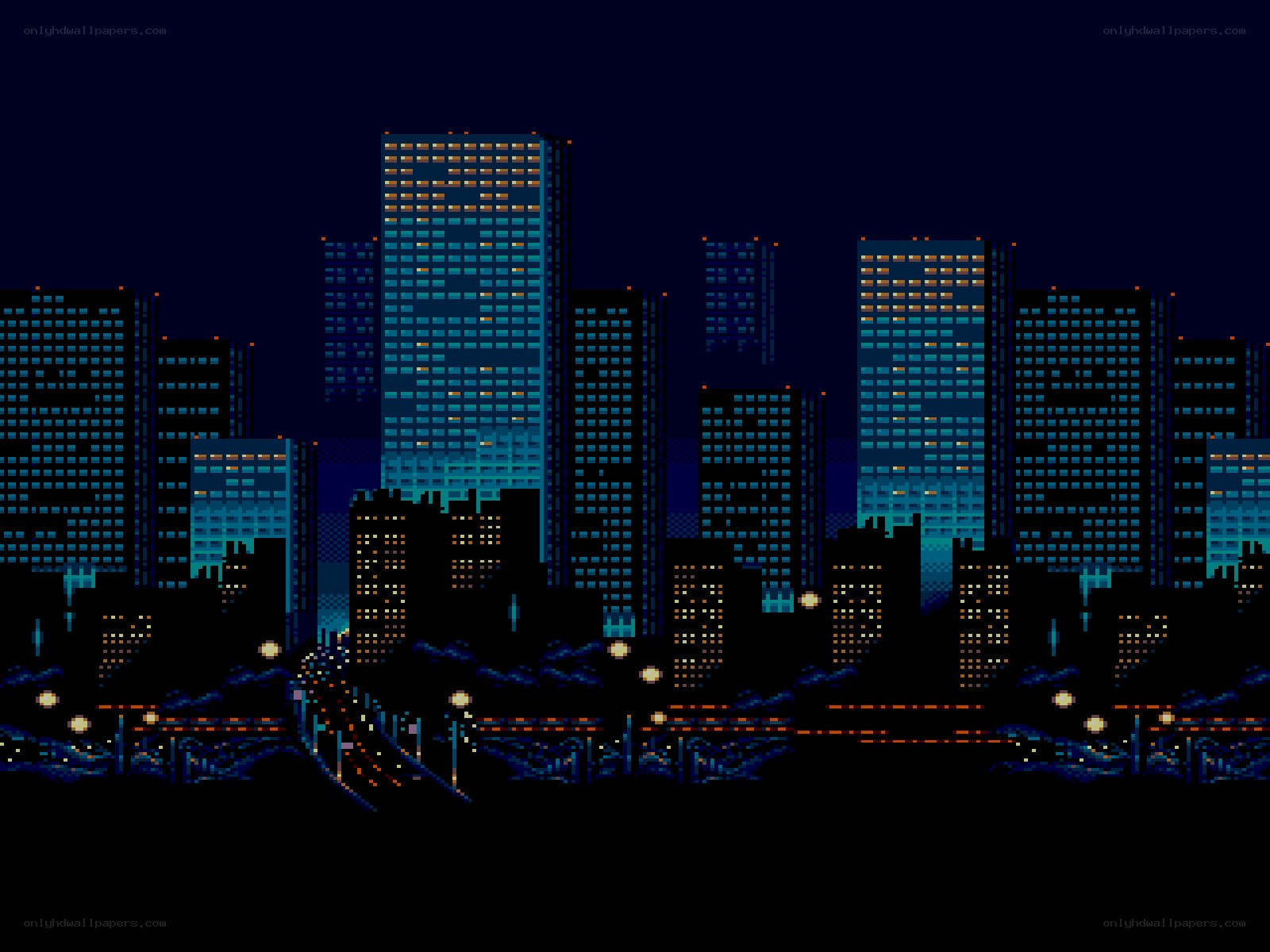 pixel art city skyline