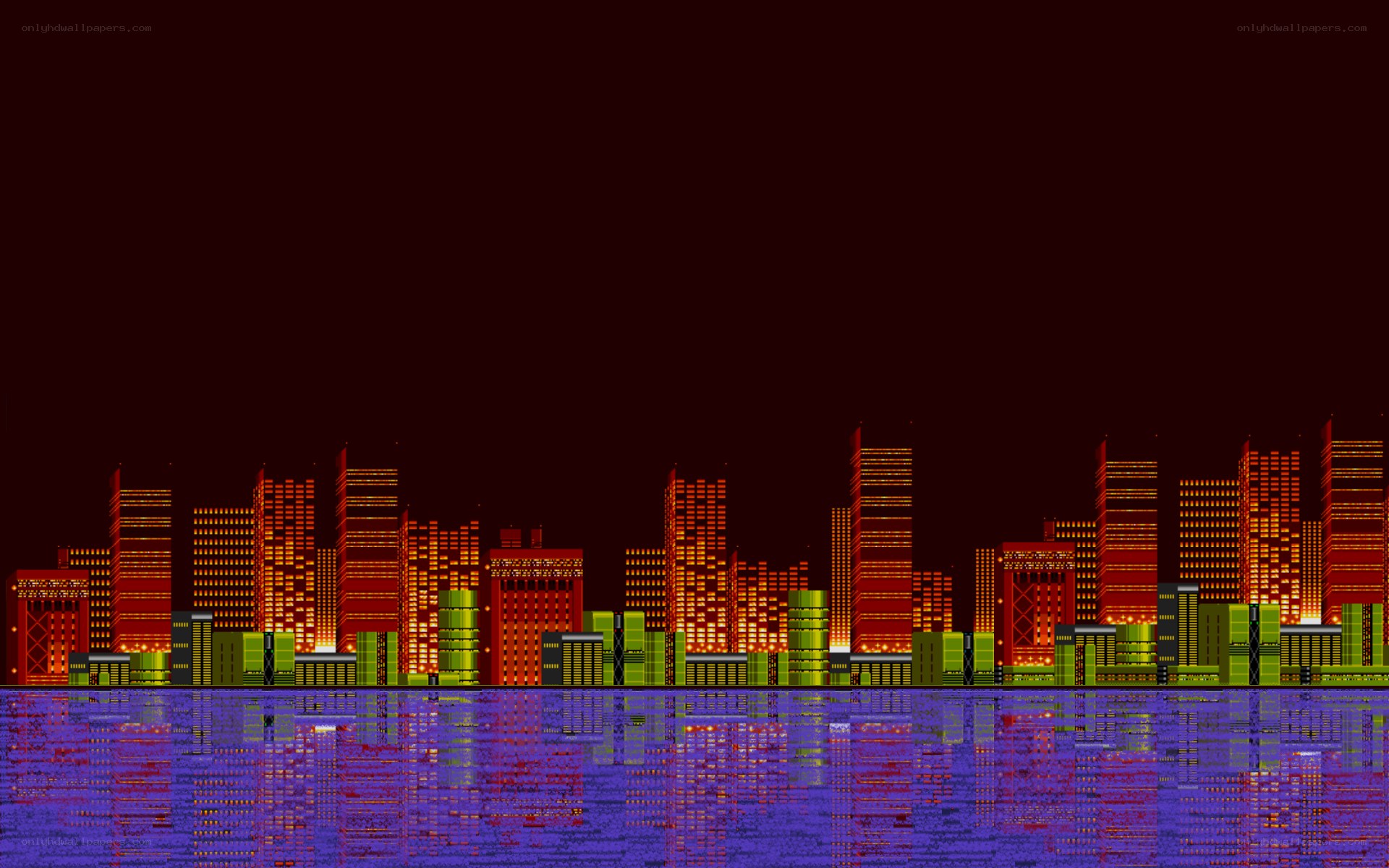 pixel art city skyline at night