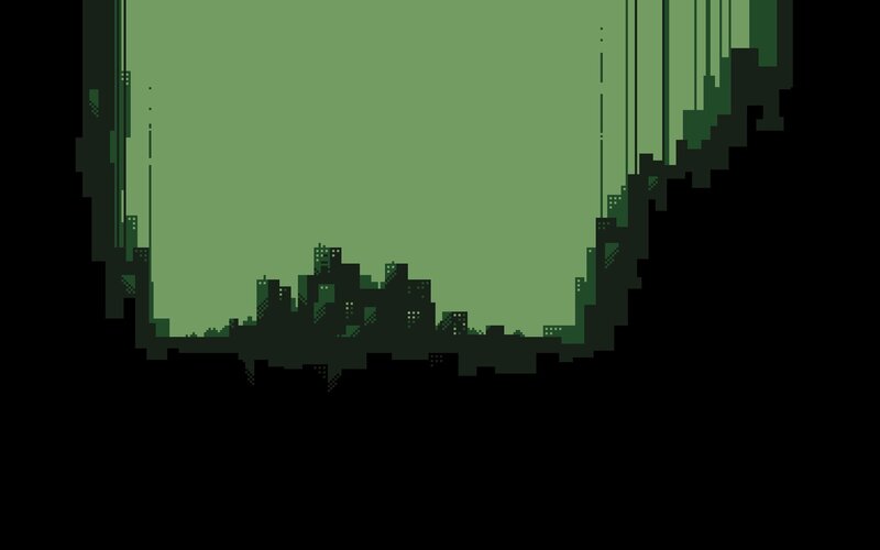 Pixel Art City Skyline — Green