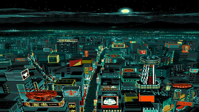 Pixel Art Cityscape — Teal