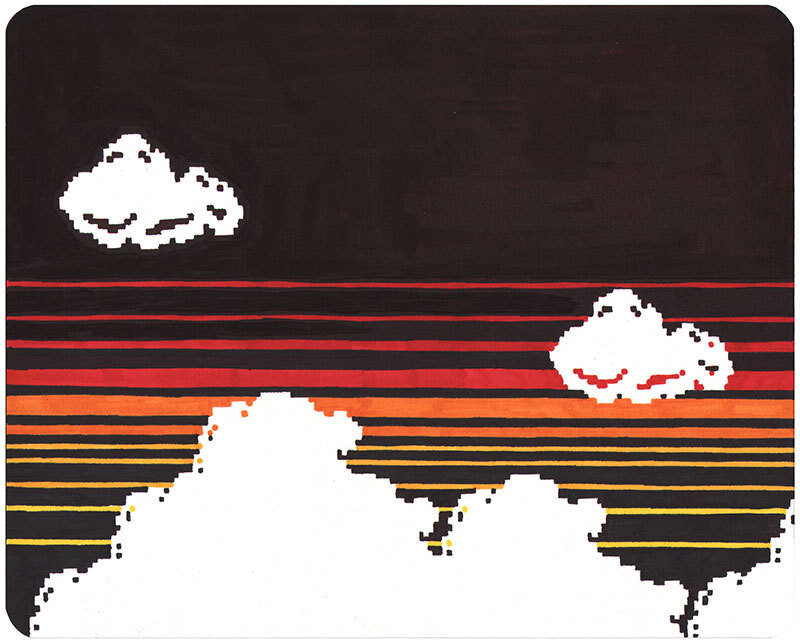 Pixel Art Clouds — Black