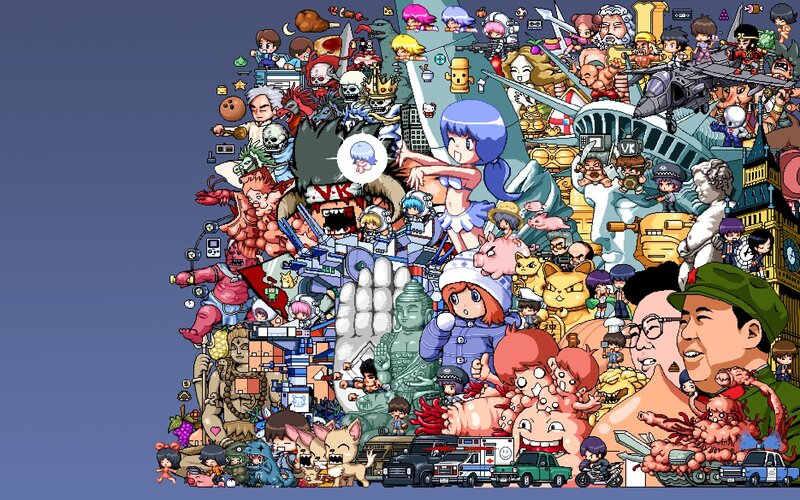 Pixel Art Collage — Blue