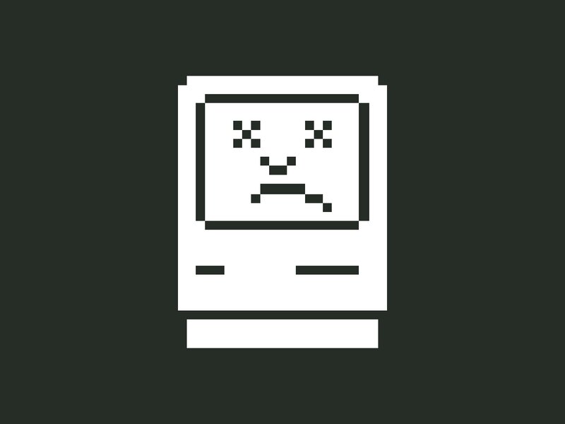 pixel art computer with sad face