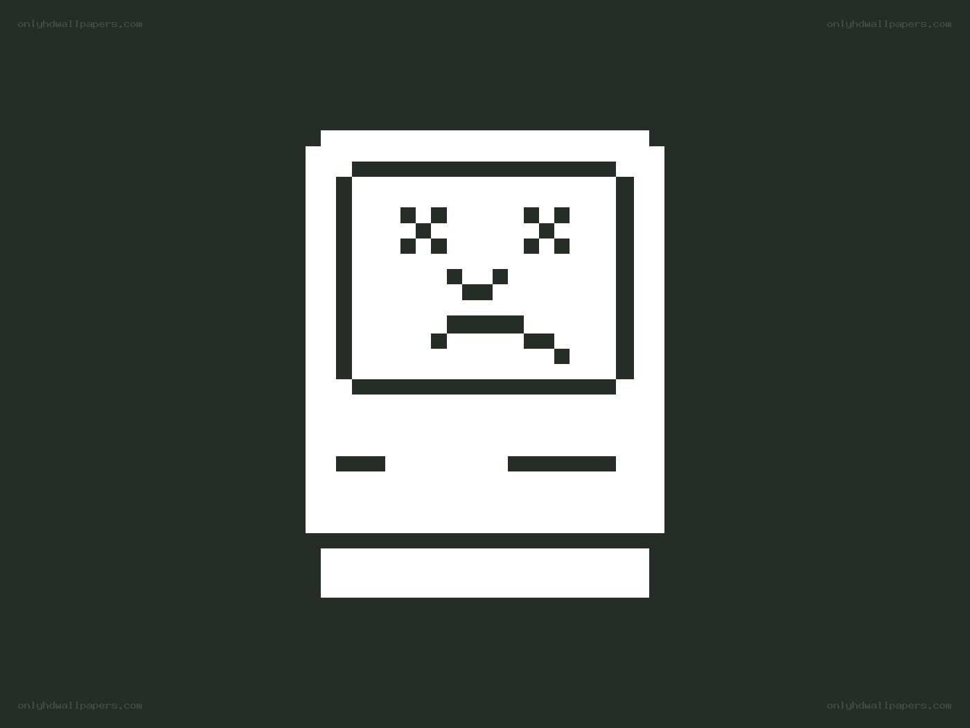 pixel art computer with sad face