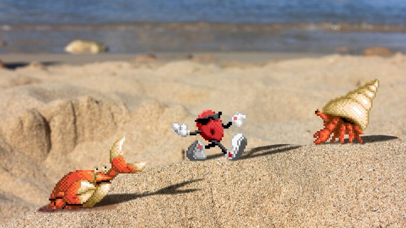 Pixel Art Crabs on Beach