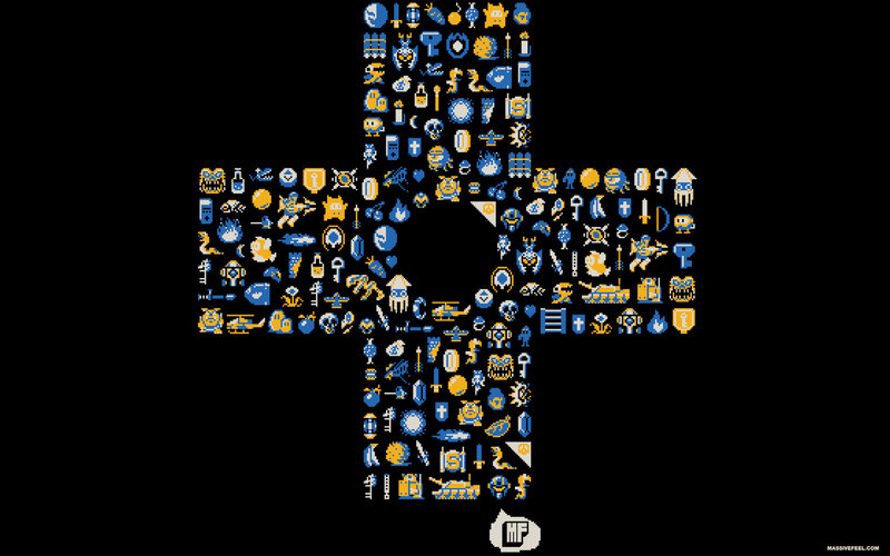 pixel art cross of game icons
