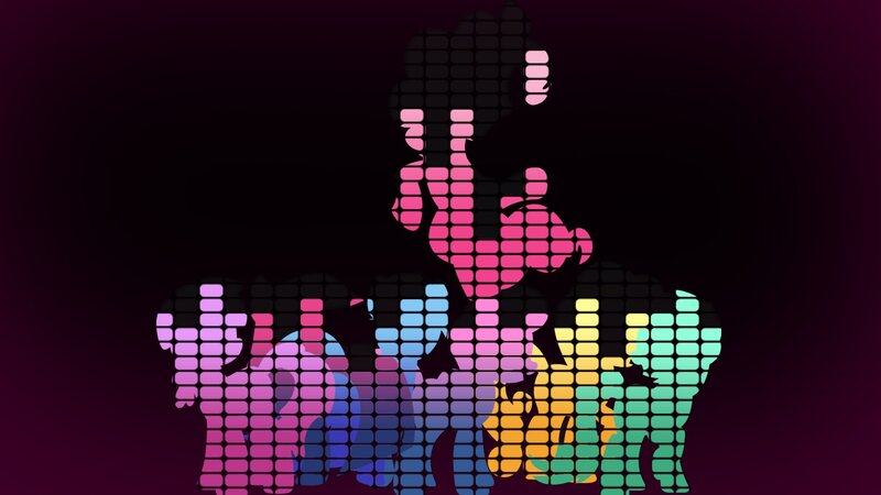 pixel art crowd silhouette