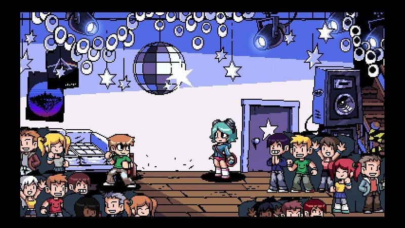 Pixel art dance party scene