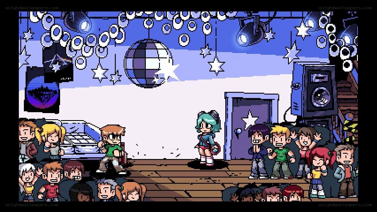 Pixel art dance party scene