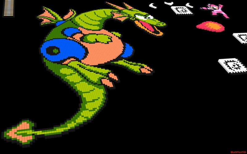 Pixel art dragon in action