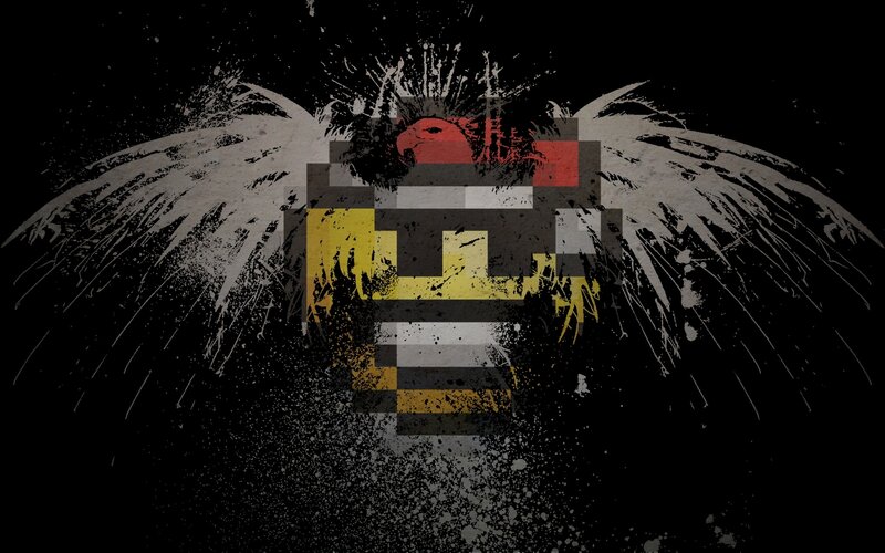 pixel art eagle with wings