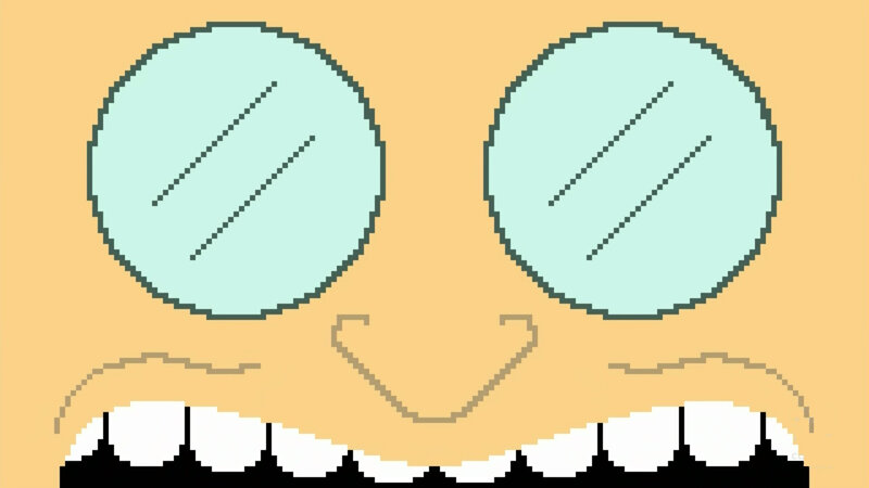pixel art face with large eyes