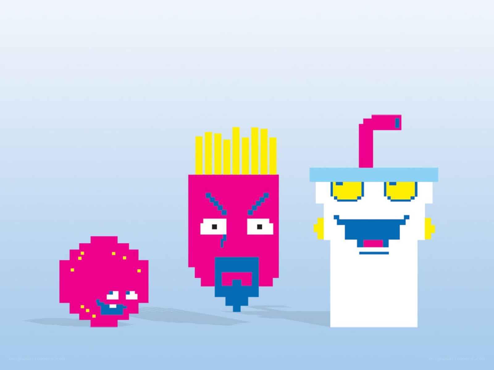 Pixel art fast food characters