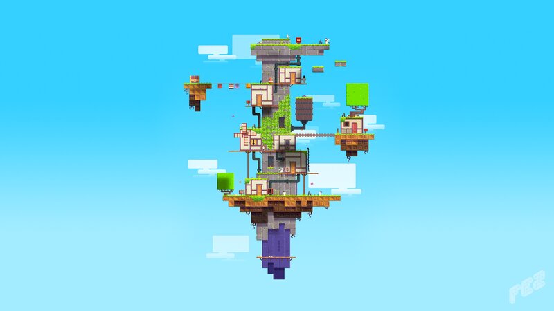 pixel art floating island