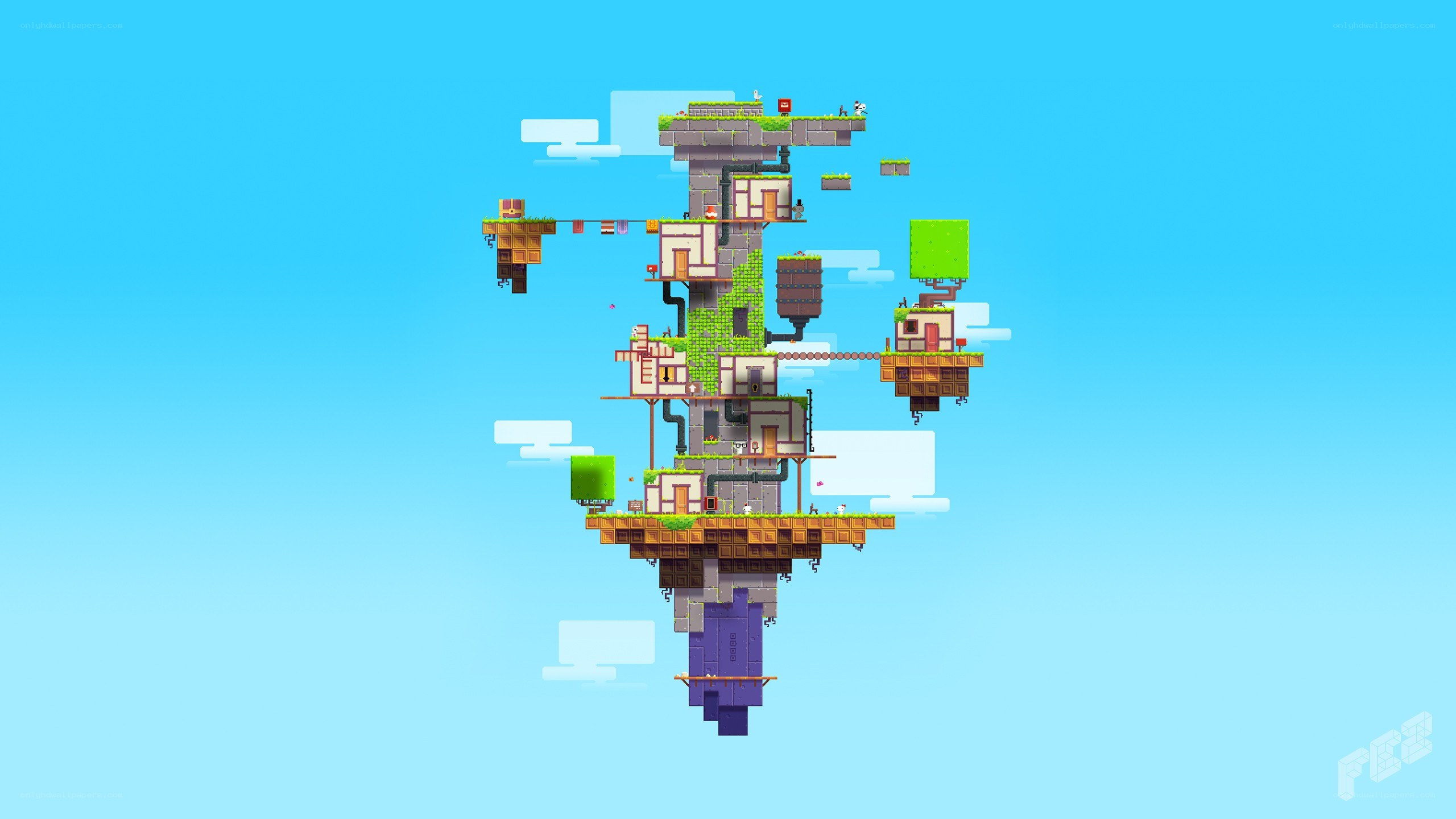 pixel art floating island