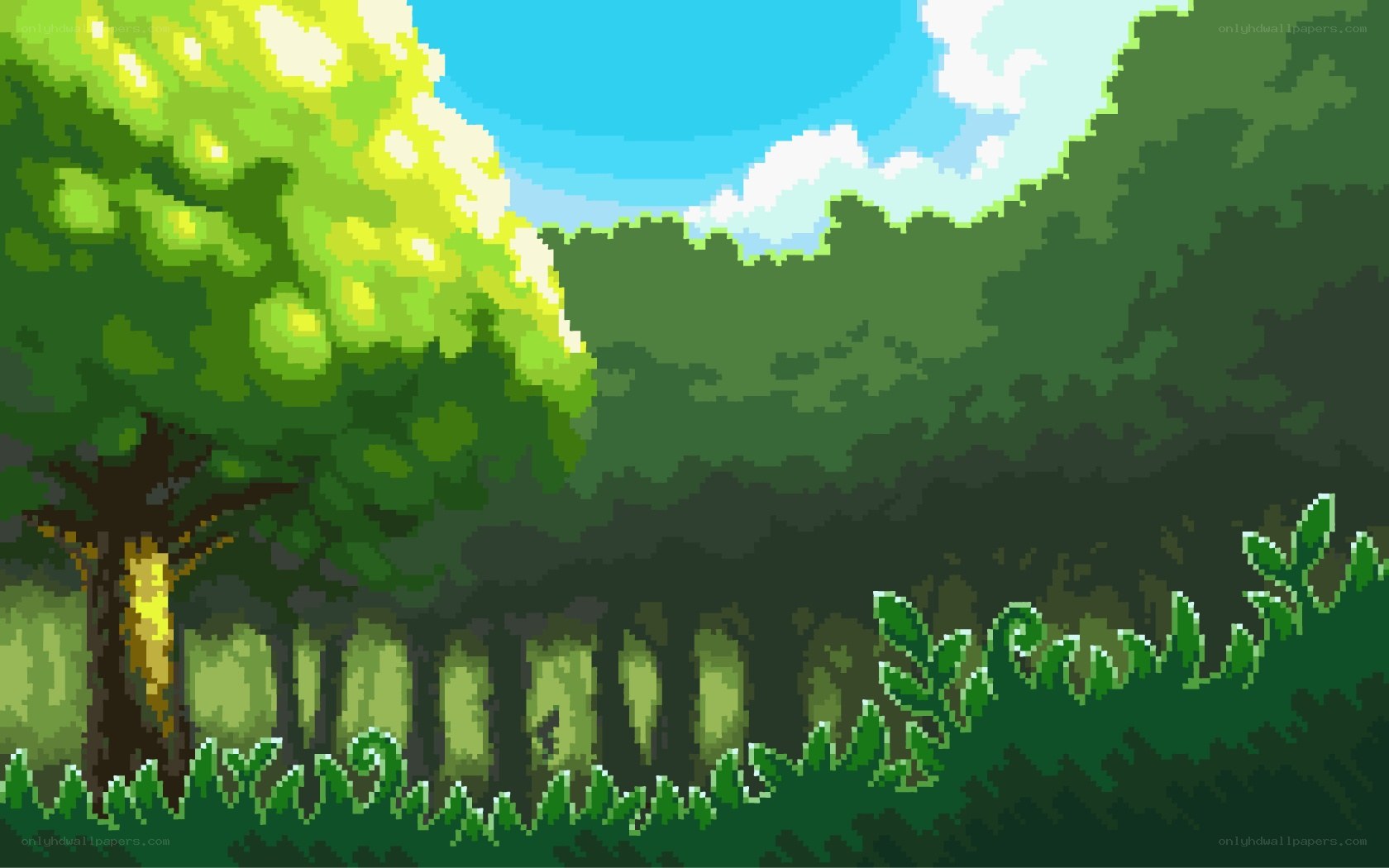 Pixel art forest scene