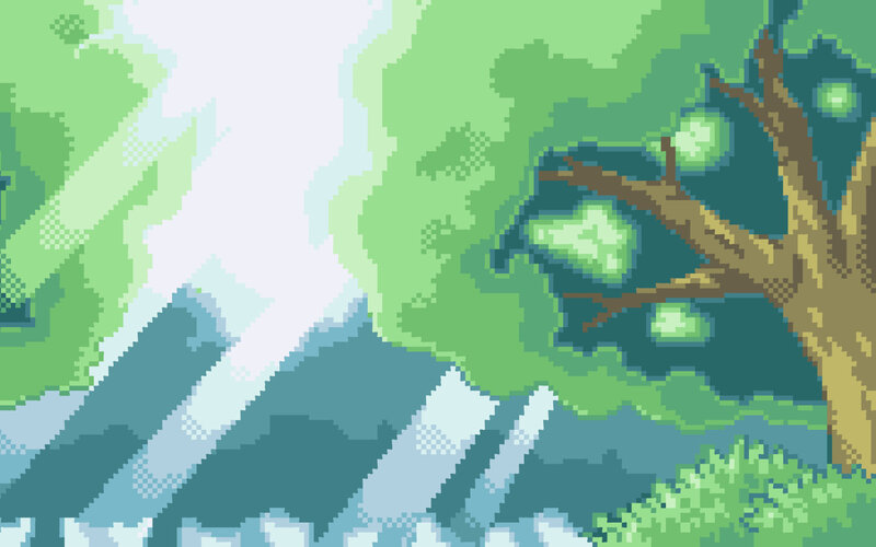 Pixel art forest scene
