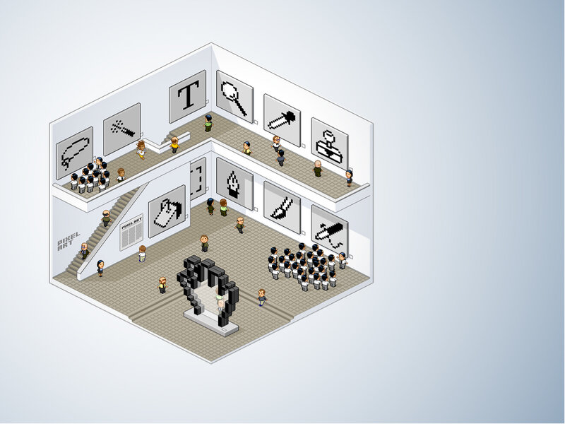 Pixel art gallery exhibit