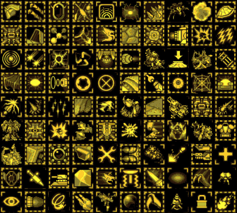 pixel art game icons grid