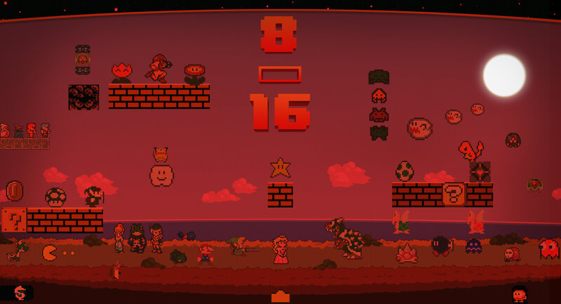 Pixel Art Game Scene — Red