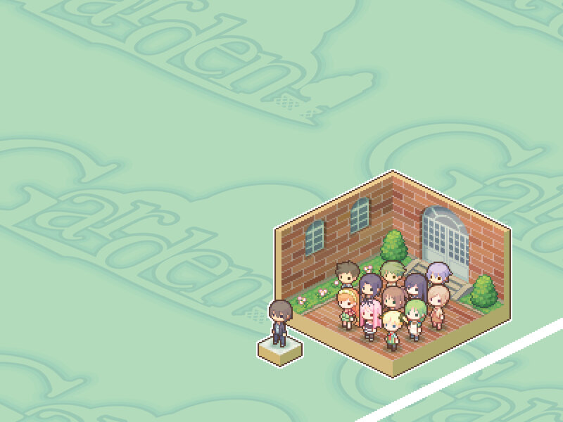 Pixel art garden scene