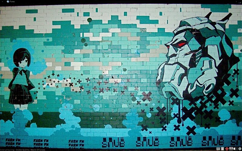 pixel art graffiti mural