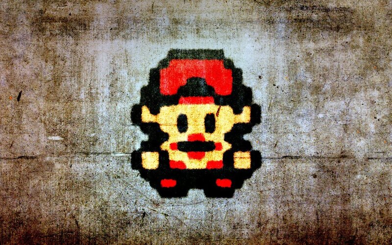 pixel art graffiti on concrete